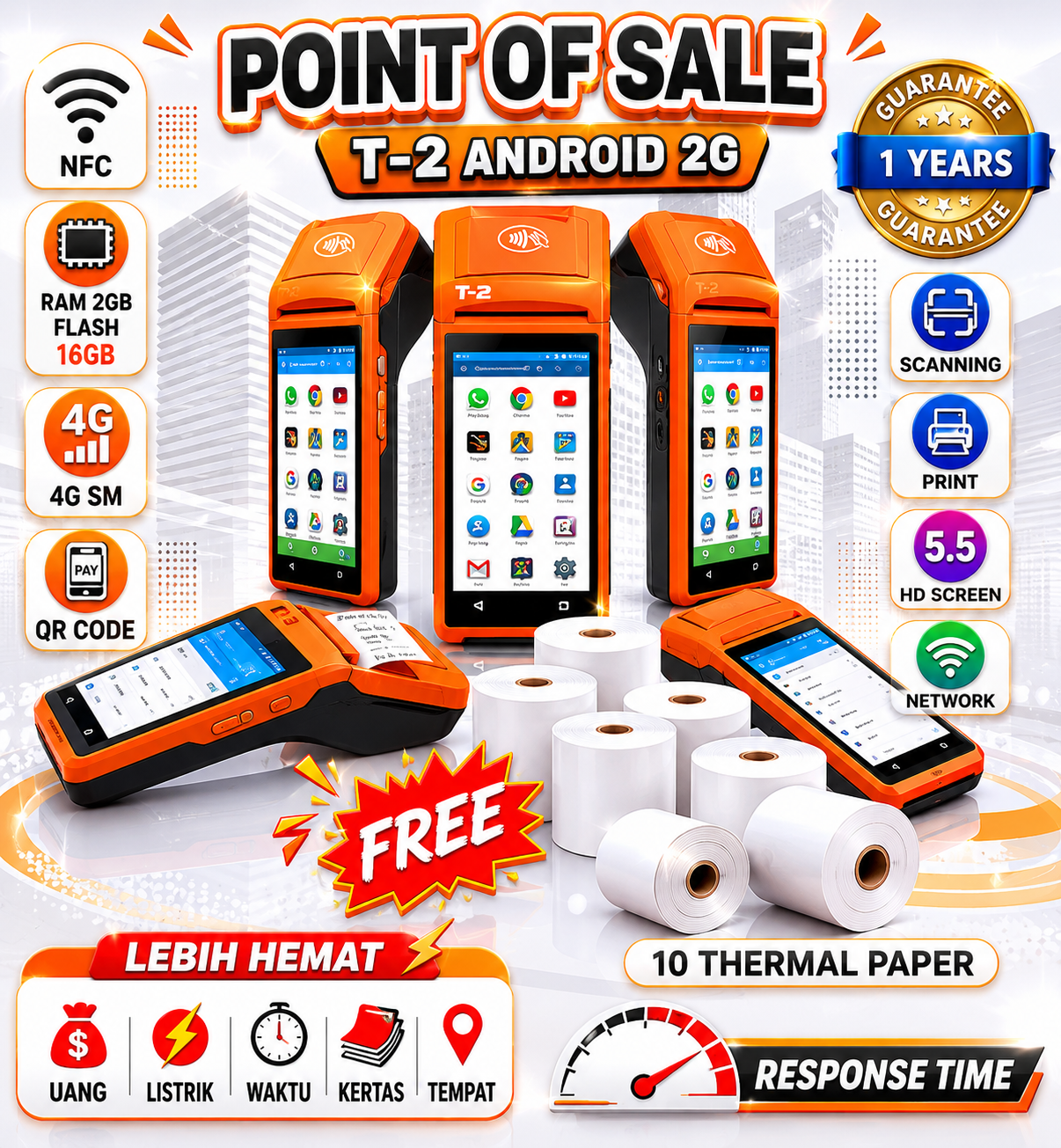 Mesin Kasir Portable SunmiT-2 NFC